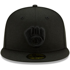 Milwaukee Brewers Black on Black 59FIFTY Fitted Hat - Black | New Era