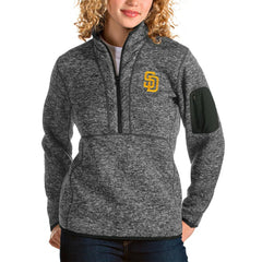 San Diego Padres Antigua Women's Fortune Half-Zip Pullover Jacket - Heather Charcoal