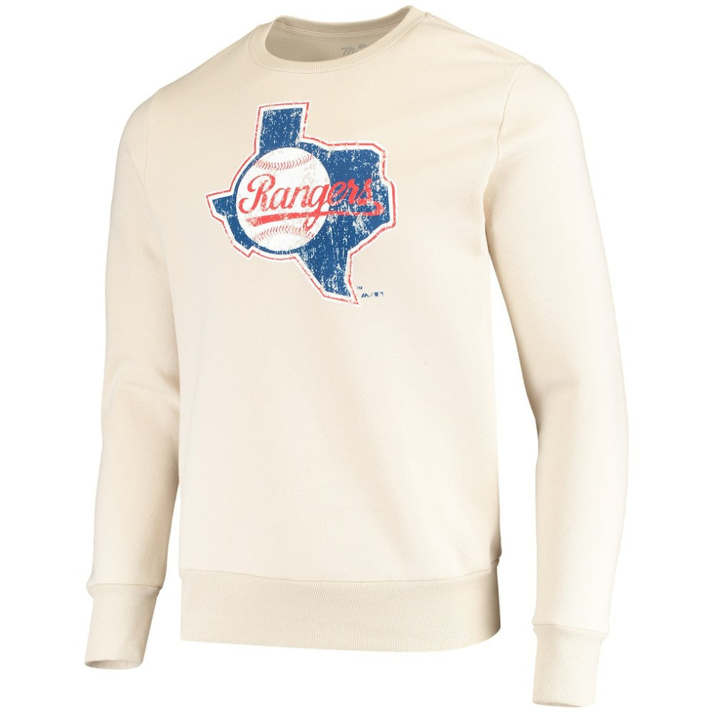 Texas Rangers Majestic Threads Fleece Pullover Sweatshirt - Oatmeal