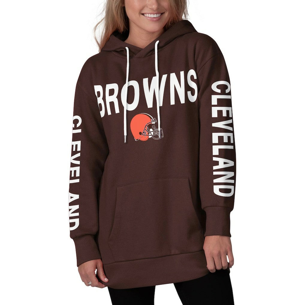 Cleveland Browns G-III 4Her by Carl Banks Women's Extra Point Pullover Hoodie - Brown discount