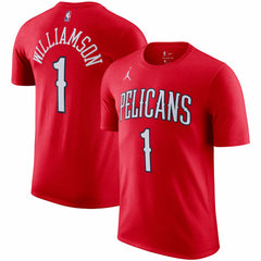 New Orleans Pelicans Jordan Brand 2020/21 Zion Williamson Statement Name & Number T-Shirt - Red for sale
