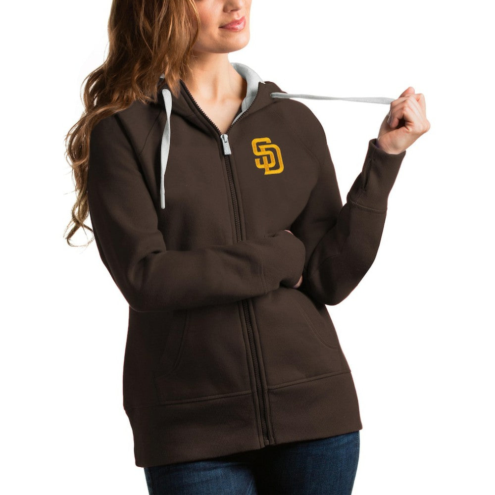 San Diego Padres Antigua Women's Victory Full-Zip Hoodie - Brown