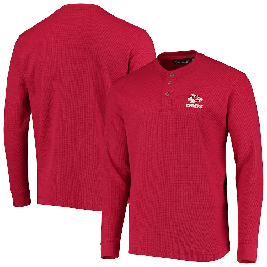 Kansas City Chiefs Dunbrooke Logo Maverick Thermal Henley Long Sleeve T-Shirt - Red for sale