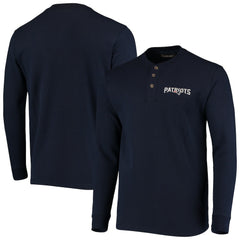 New England Patriots Dunbrooke Logo Maverick Thermal Henley Long Sleeve T-Shirt - Navy on sale