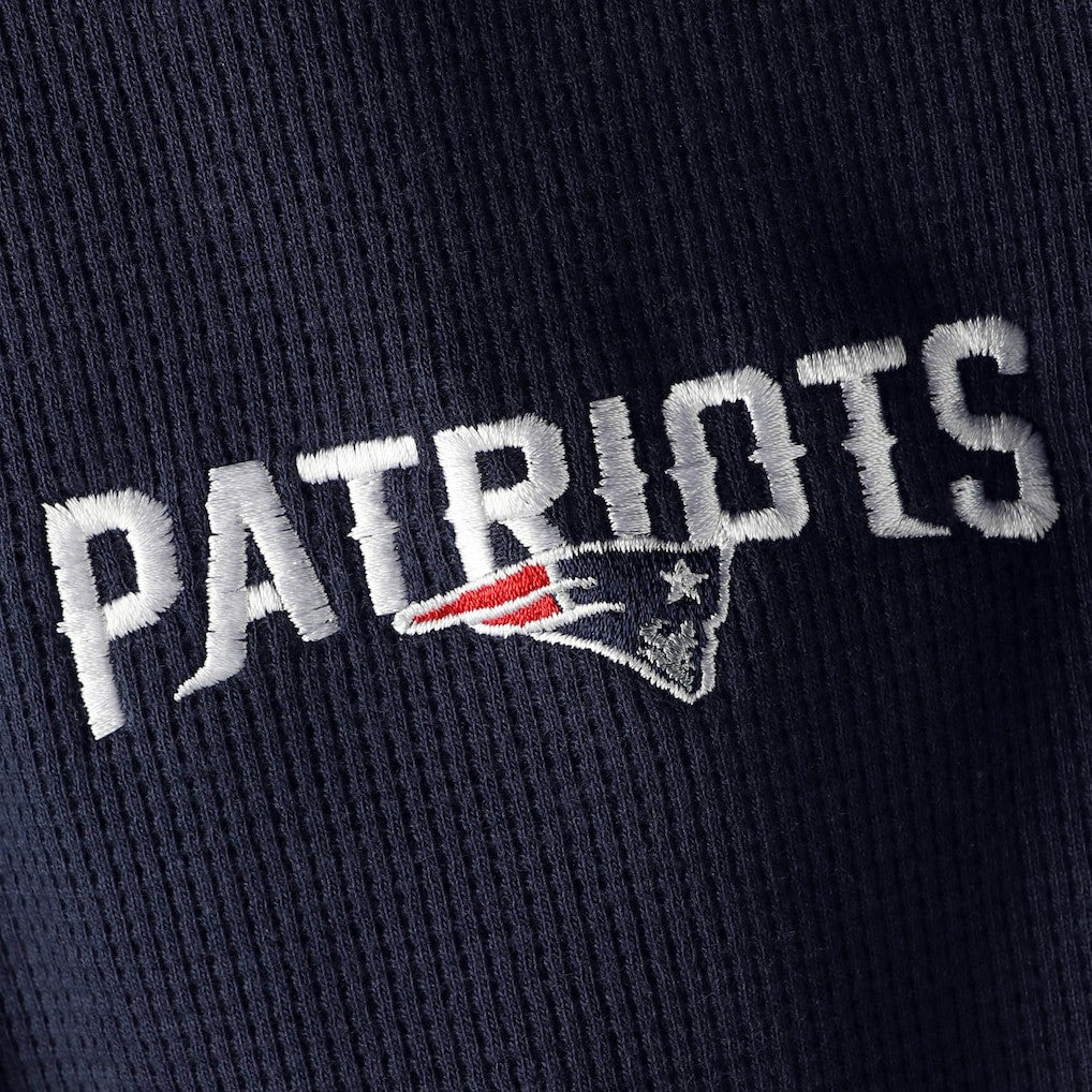 New England Patriots Dunbrooke Logo Maverick Thermal Henley Long Sleeve T-Shirt - Navy on sale