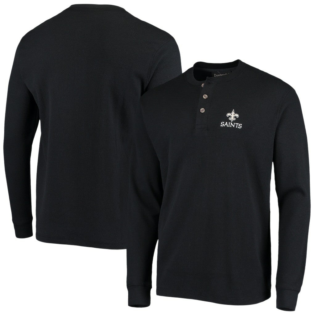 New Orleans Saints Dunbrooke Logo Maverick Thermal Henley Long Sleeve T-Shirt - Black online