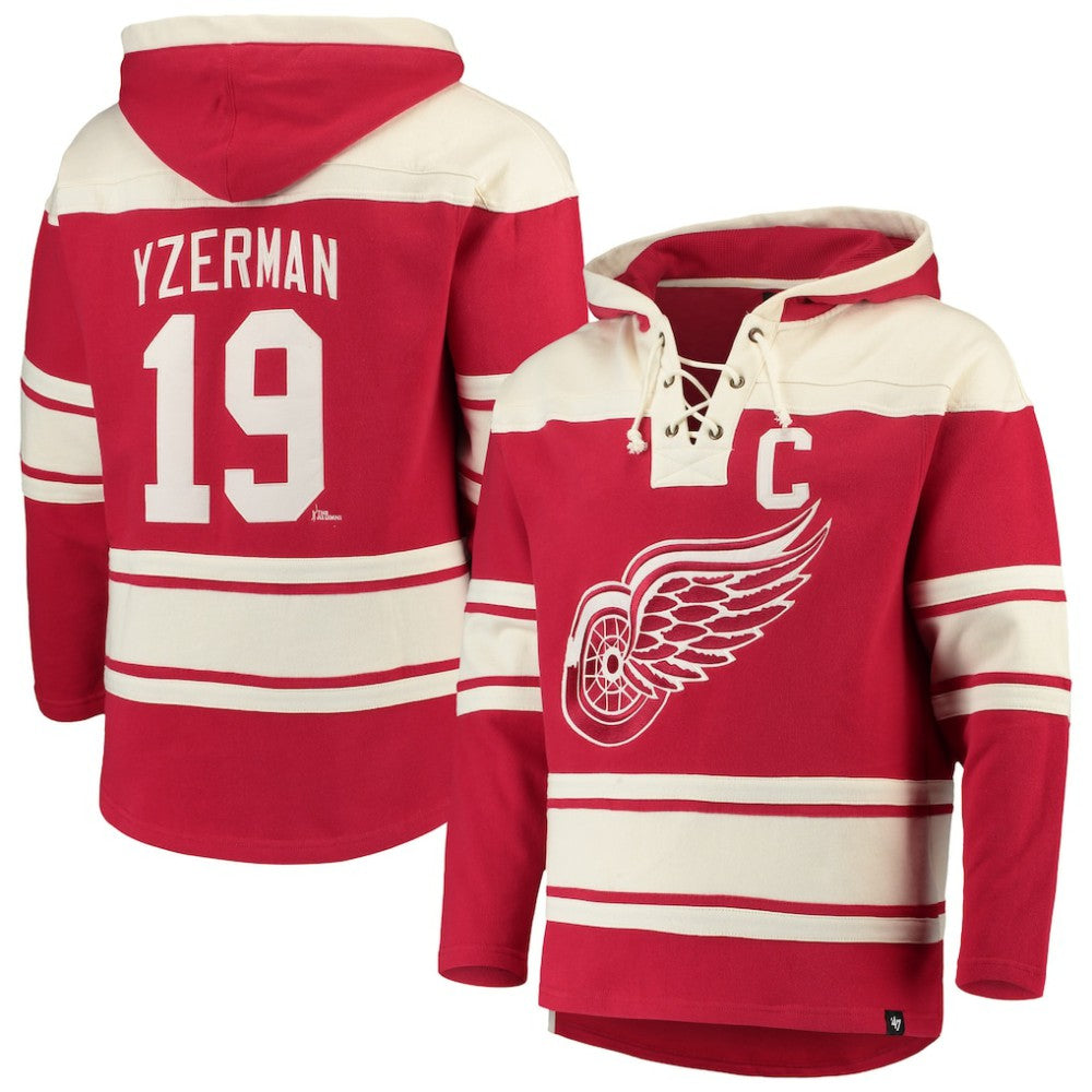 Steve Yzerman Detroit Red Wings '47 Player Lacer Pullover Hoodie Red