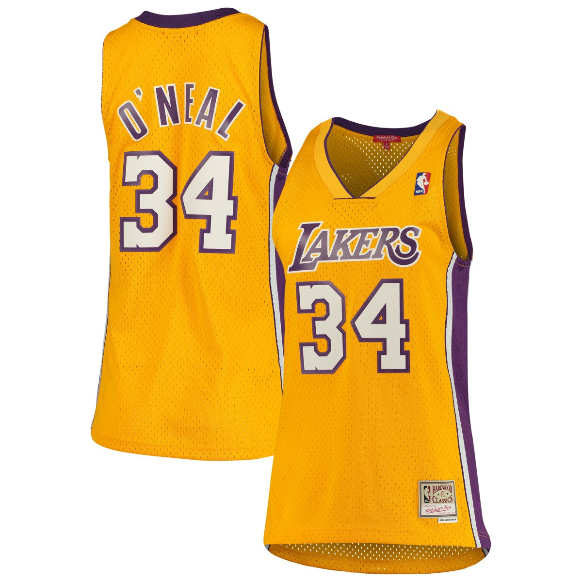Shaquille O'Neal Los Angeles Lakers Women's 1999/00 Hardwood Classics Swingman Jersey - Gold | Mitchell & Ness on sale