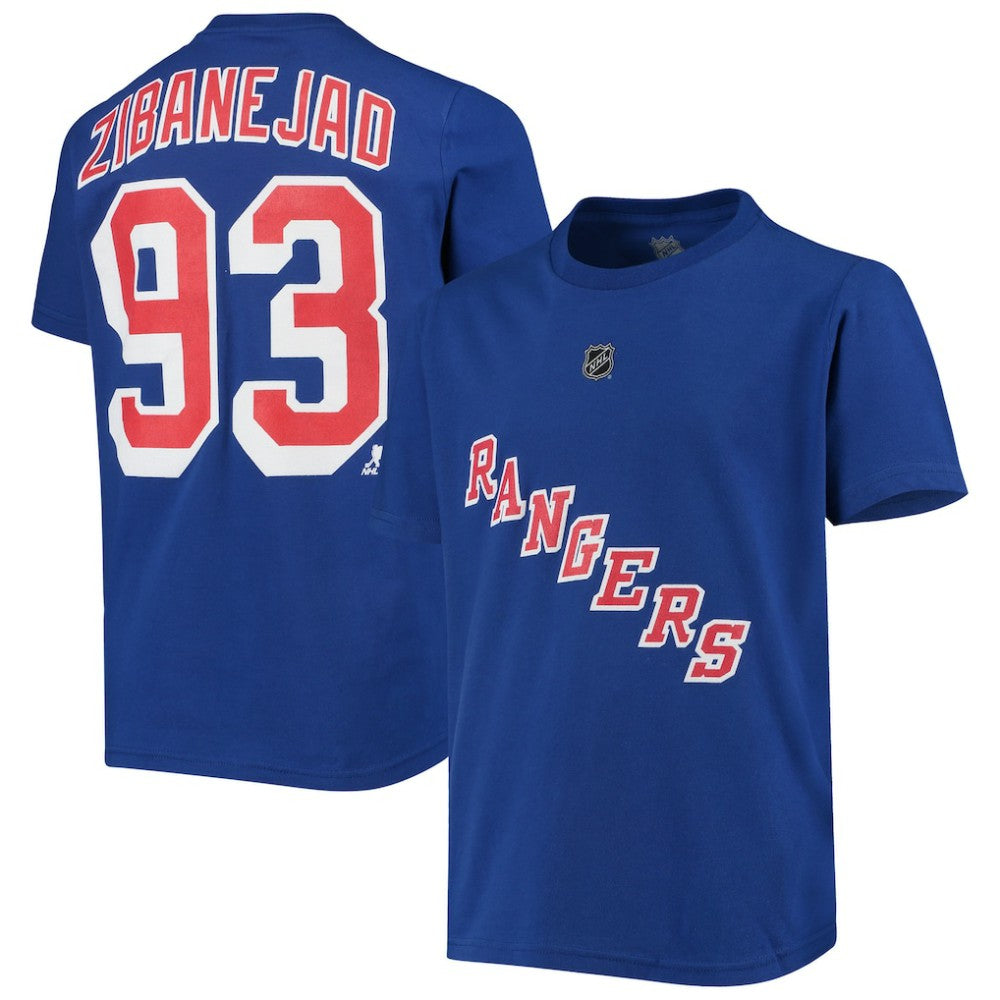 Mika Zibanejad New York Rangers Youth Player Name & Number T-Shirt Blue