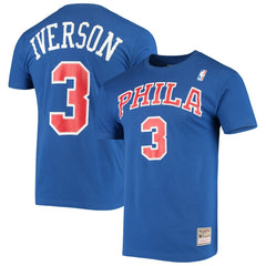 Allen Iverson Philadelphia 76ers Hardwood Classics Name & Number Player T-Shirt - Royal | Mitchell & Ness shop