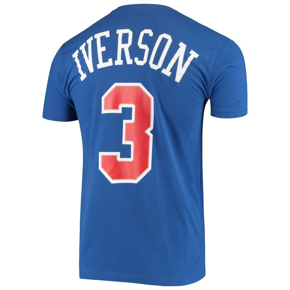 Allen Iverson Philadelphia 76ers Hardwood Classics Name & Number Player T-Shirt - Royal | Mitchell & Ness shop