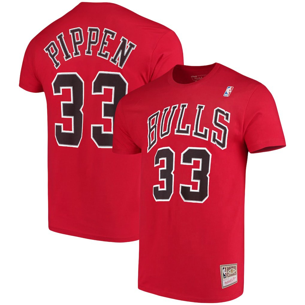 Scottie Pippen Chicago Bulls Hardwood Classics Name & Number Player T-Shirt sale - Red | Mitchell & Ness sale