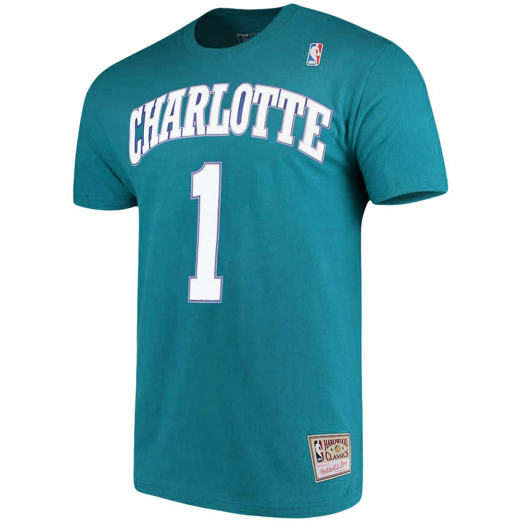 Muggsy Bogues Charlotte Hornets Hardwood Classics Name & Number Player T-Shirt - Teal | Mitchell & Ness cheap