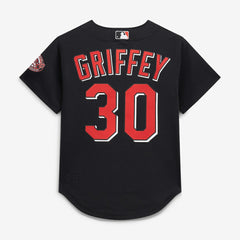 Ken Griffey Jr. Cincinnati Reds Cooperstown Collection Mesh Batting Practice Button-Up Jersey - Black | Mitchell & Ness
