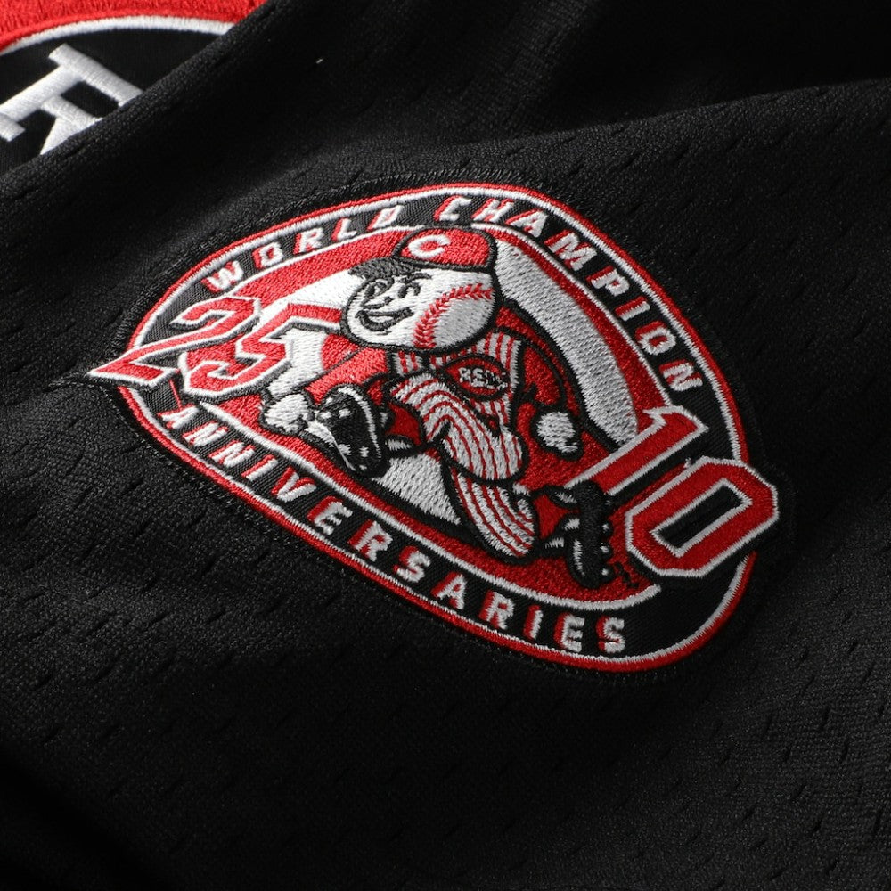 Ken Griffey Jr. Cincinnati Reds Cooperstown Collection Mesh Batting Practice Button-Up Jersey - Black | Mitchell & Ness