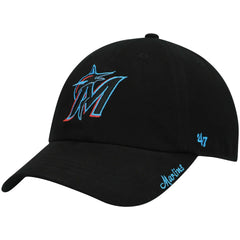 Miami Marlins Women's Team Miata Clean Up Adjustable Hat - Black | 47 brand