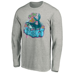 San Jose Sharks Graffiti Shark Long Sleeve T-Shirt Heather Gray