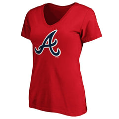 Atlanta Braves Women's Core Official Logo V-Neck T-Shirt - Red