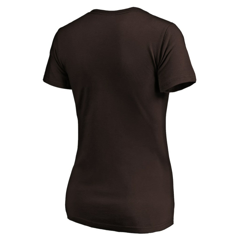 San Diego Padres Women's Core Official Logo V-Neck T-Shirt - Brown