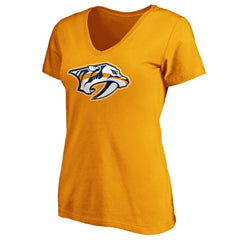 Nashville Predators Fanatics Women's Primary Logo V-Neck T-Shirt Gold