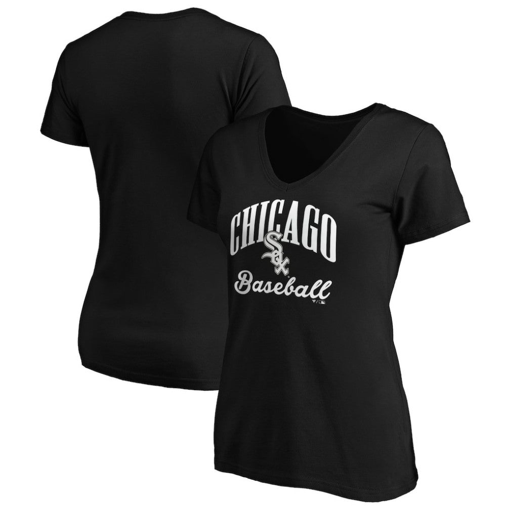 Chicago White Sox Women's Victory Script V-Neck T-Shirt - Black