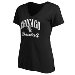 Chicago White Sox Women's Victory Script V-Neck T-Shirt - Black