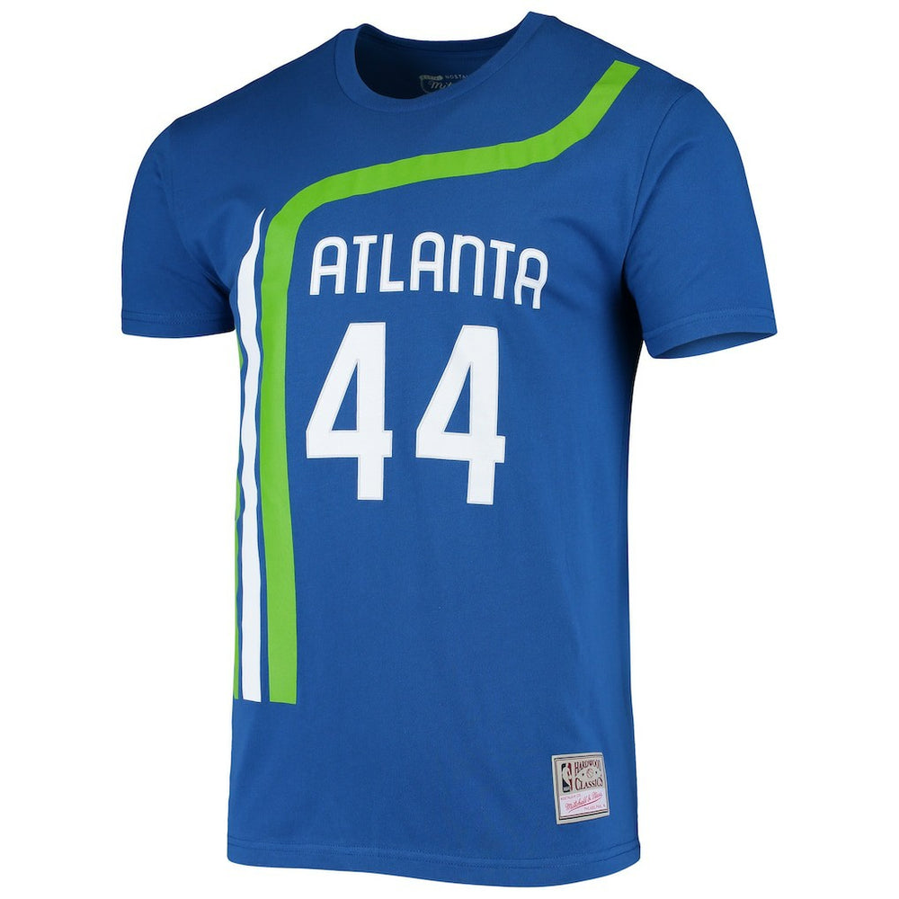 Pete Maravich Atlanta Hawks Hardwood Classics Stitch Name & Number T-Shirt - Blue | Mitchell & Ness discount