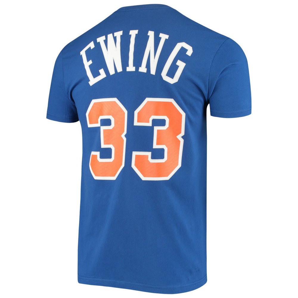 Patrick Ewing New York Knicks Hardwood Classics Stitch Name & Number T-Shirt - Blue | Mitchell & Ness outlet