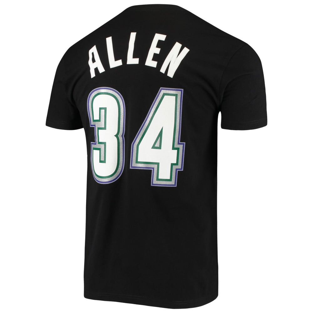 Ray Allen Milwaukee Bucks Hardwood Classics Stitch Name & Number T-Shirt - Black | Mitchell & Ness sale