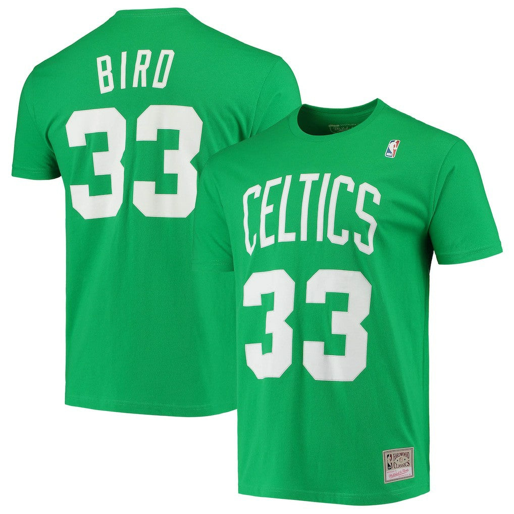 Larry Bird Boston Celtics Hardwood Classics Stitch Name & Number T-Shirt - Kelly Green | Mitchell & Ness online