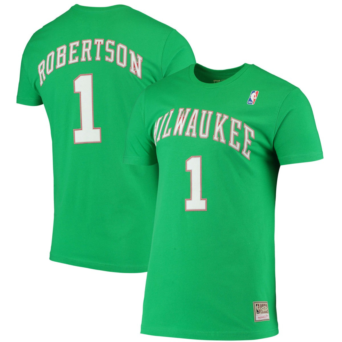 Oscar Robertson Milwaukee Bucks Hardwood Classics Stitch Name & Number T-Shirt - Green | Mitchell & Ness cheap