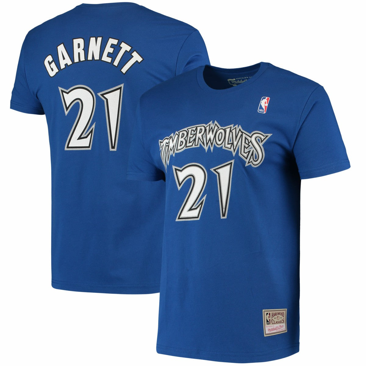 Kevin Garnett Minnesota Timberwolves Hardwood Classics Stitch Name & Number T-Shirt - Blue | Mitchell & Ness shop