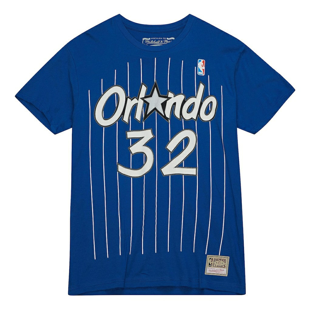 Shaquille O'Neal Orlando Magic Hardwood Classics Stitch Name & Number T-Shirt - Blue | Mitchell & Ness shop