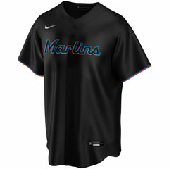 Miami Marlins Alternate Replica Custom Jersey - Black | Nike