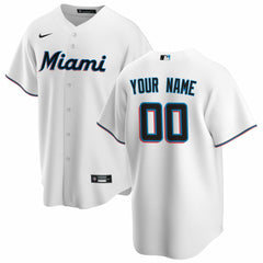 Miami Marlins Home Replica Custom Jersey - White | Nike