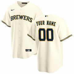 Milwaukee Brewers Home Replica Custom Jersey - Cream | Nike