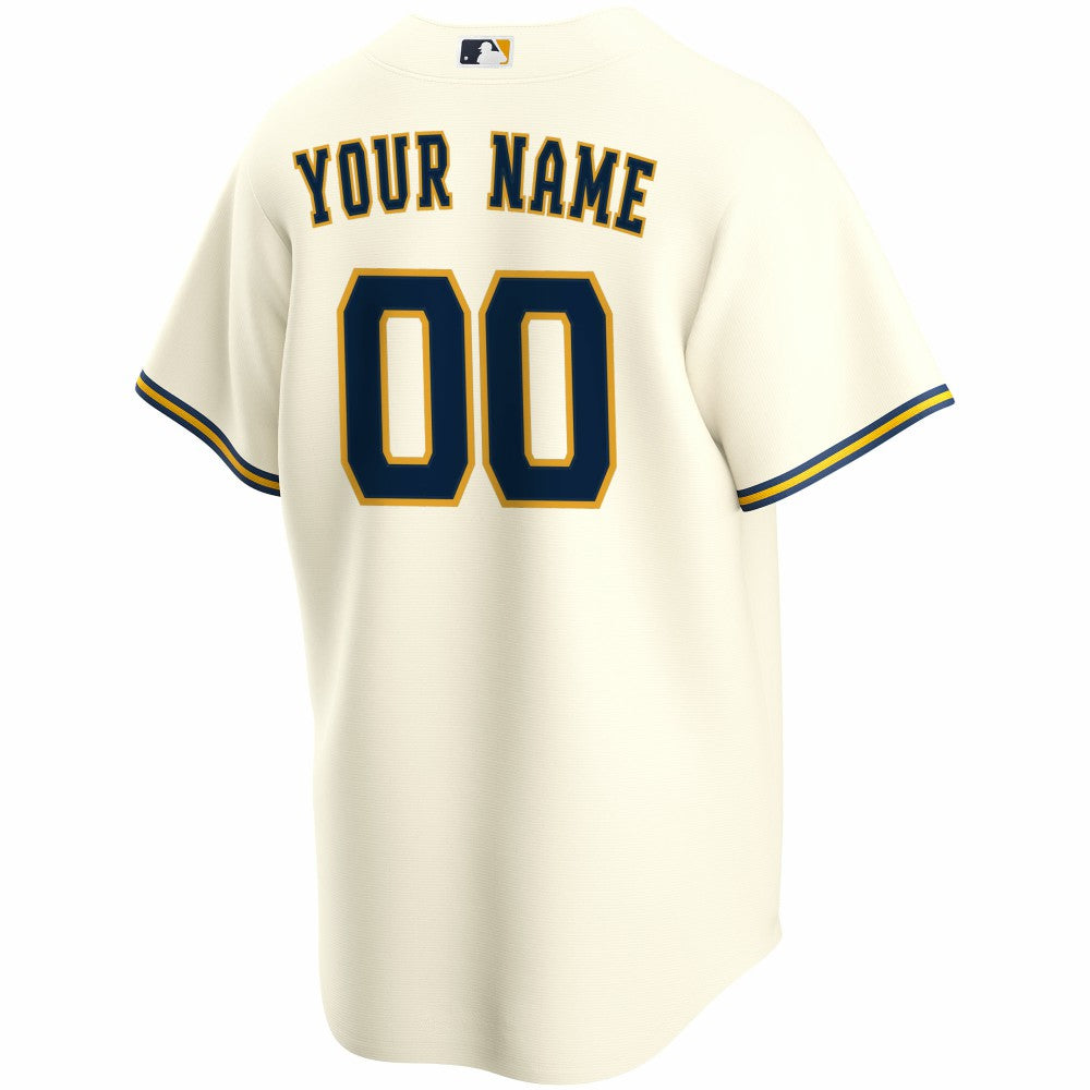Milwaukee Brewers Home Replica Custom Jersey - Cream | Nike