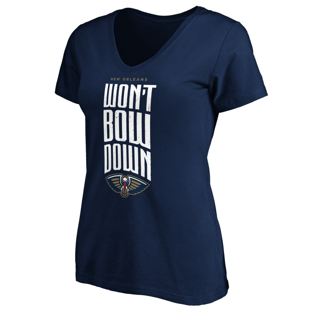New Orleans Pelicans Women's Won't Bow Down V-Neck T-Shirt - Navy for sale
