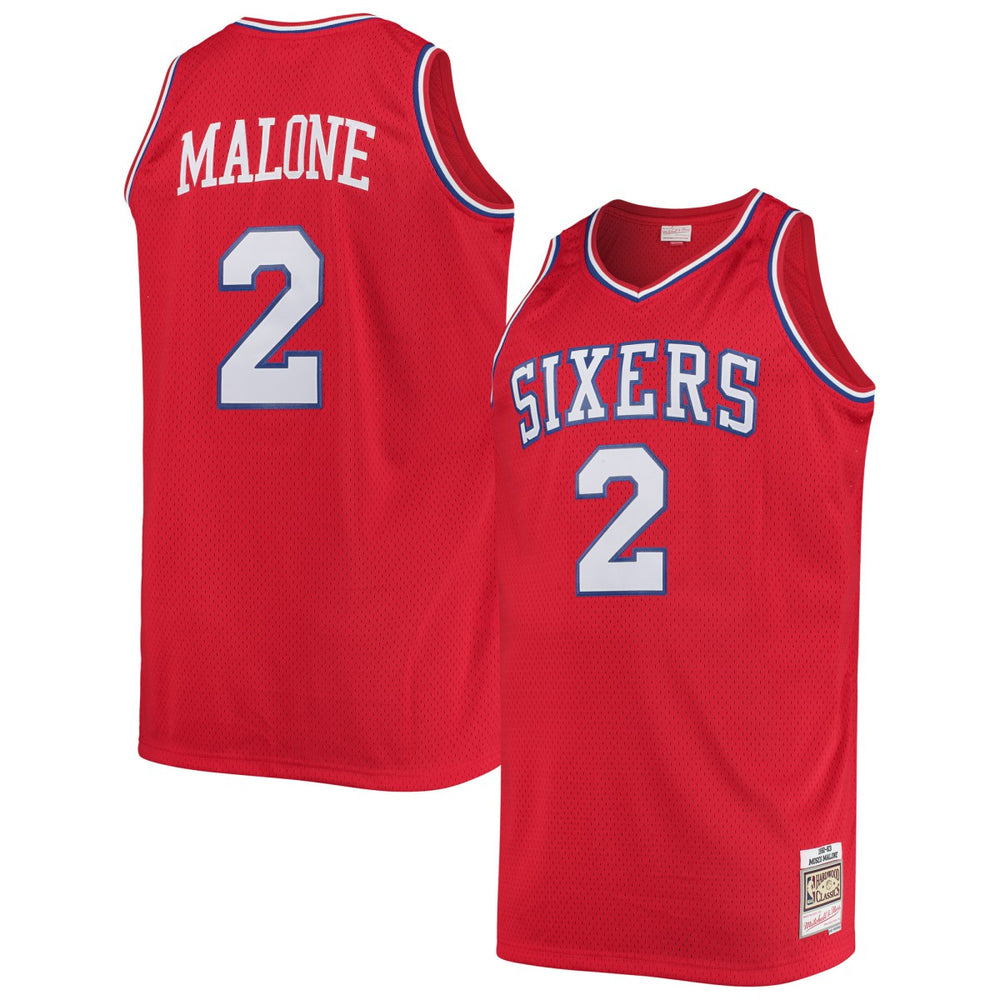 Moses Malone Philadelphia 76ers 1982/83 Big & Tall Hardwood Classics Swingman Jersey - Red | Mitchell & Ness for sale