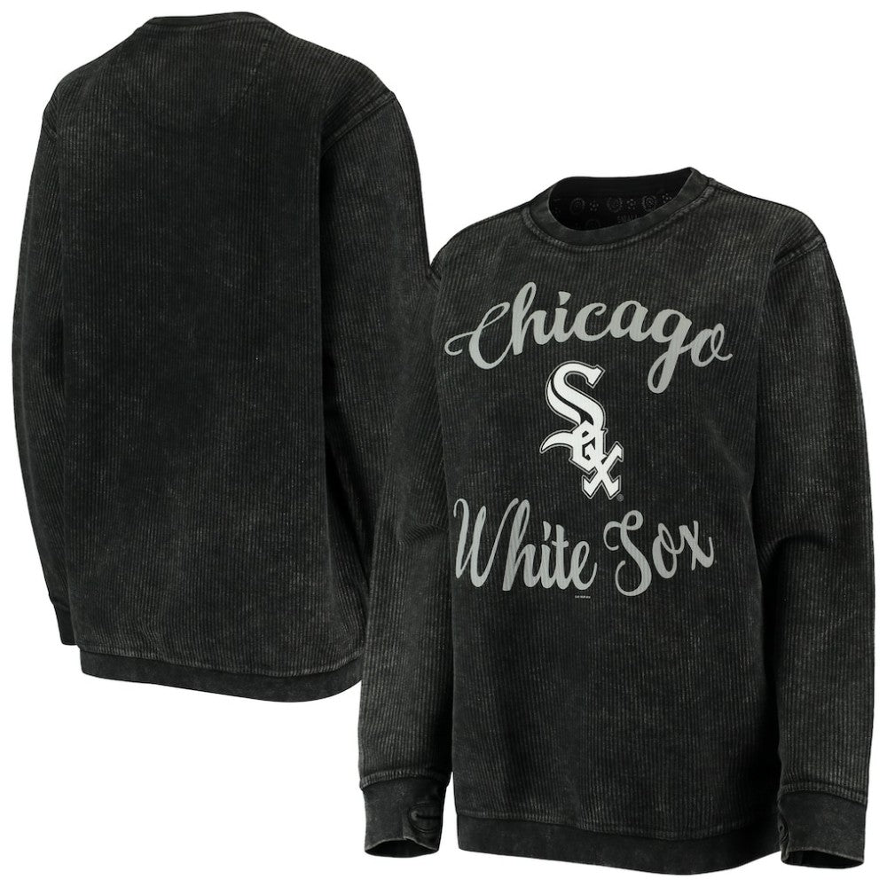 Chicago White Sox G-III 4Her by Carl Banks Women's Script Comfy Cord Pullover Sweatshirt - Black
