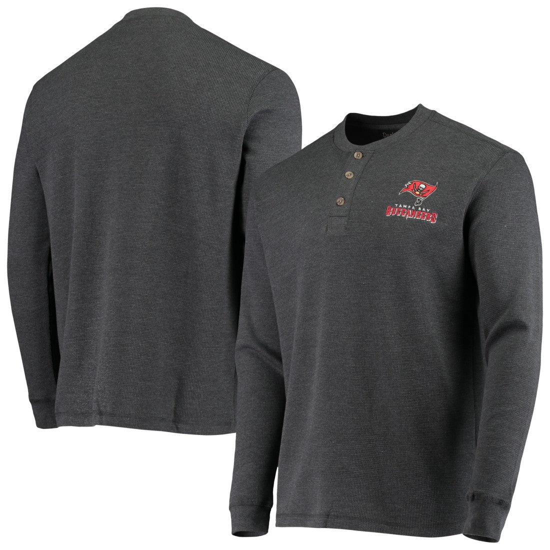 Tampa Bay Buccaneers Dunbrooke Logo Maverick Thermal Henley Long Sleeve T-Shirt - Charcoal for sale