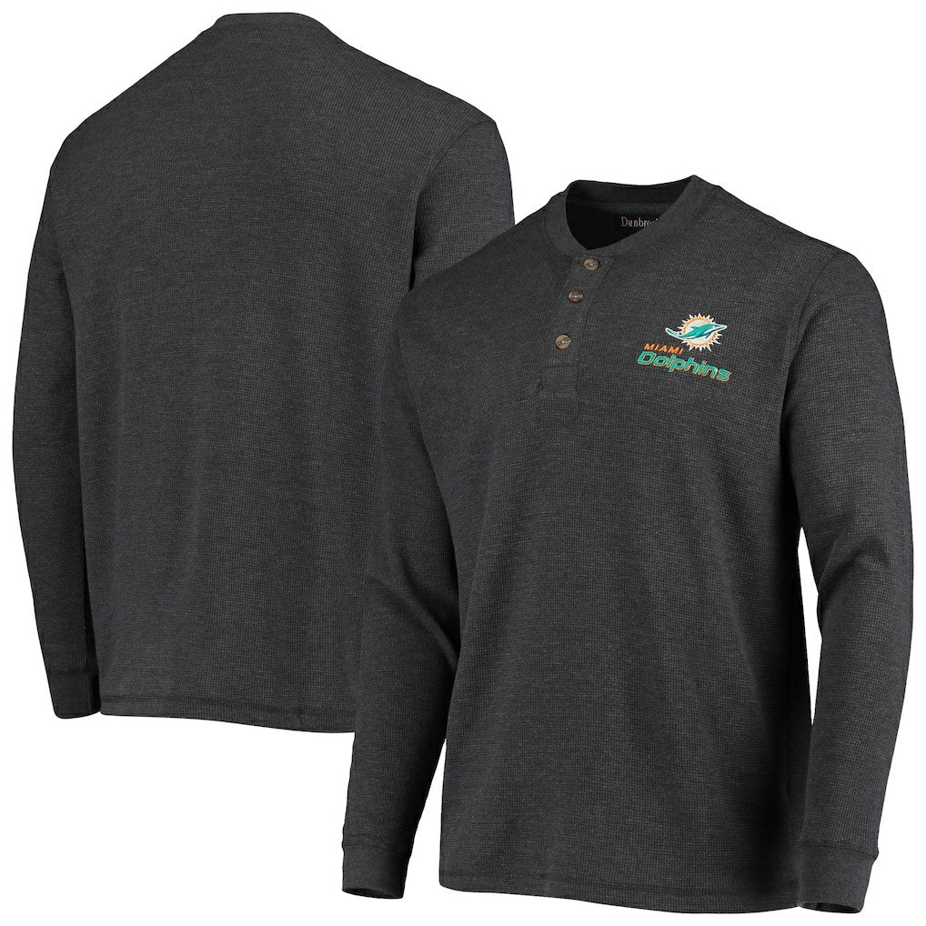 Miami Dolphins Dunbrooke Logo Maverick Thermal Henley Long Sleeve T-Shirt - Charcoal cheap