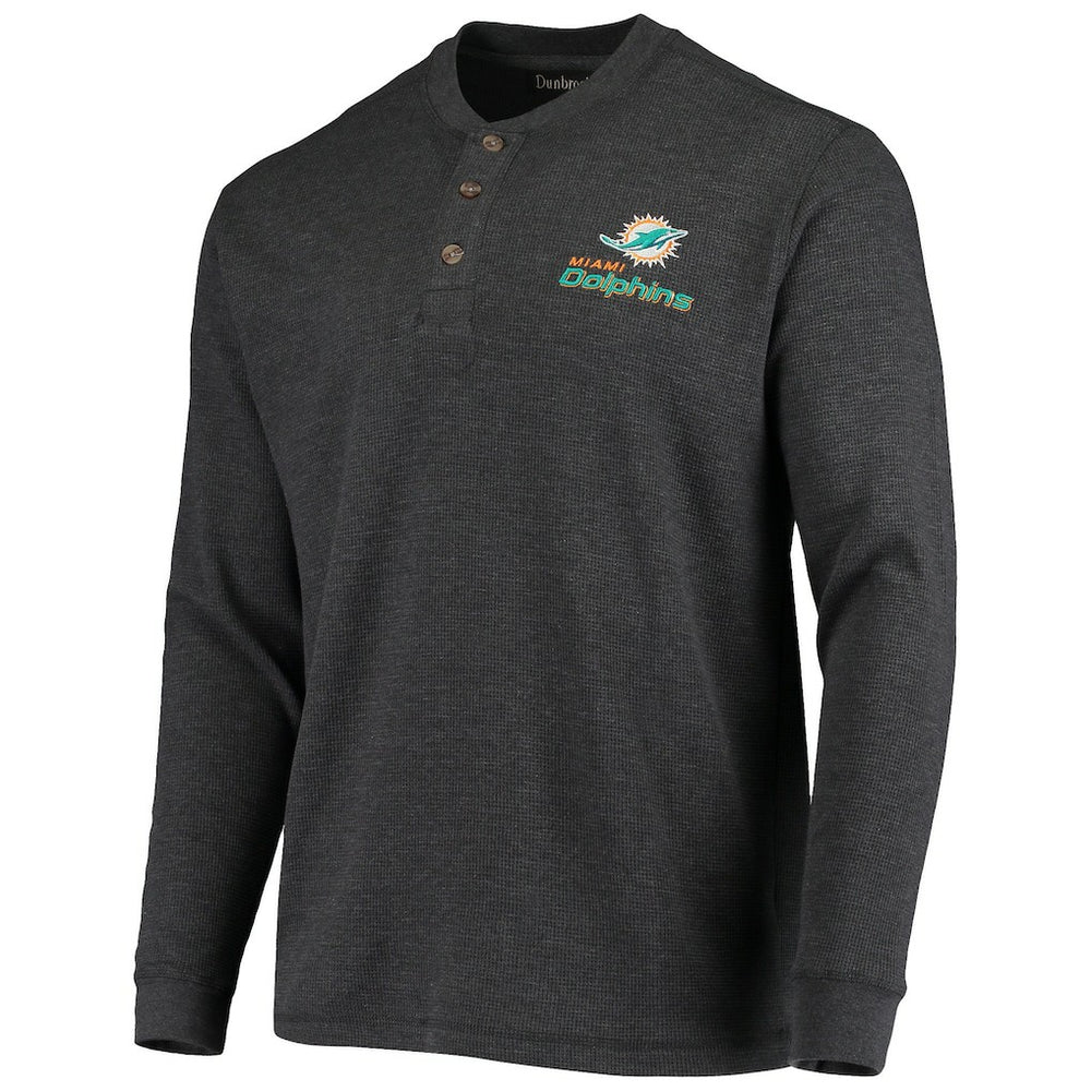 Miami Dolphins Dunbrooke Logo Maverick Thermal Henley Long Sleeve T-Shirt - Charcoal cheap