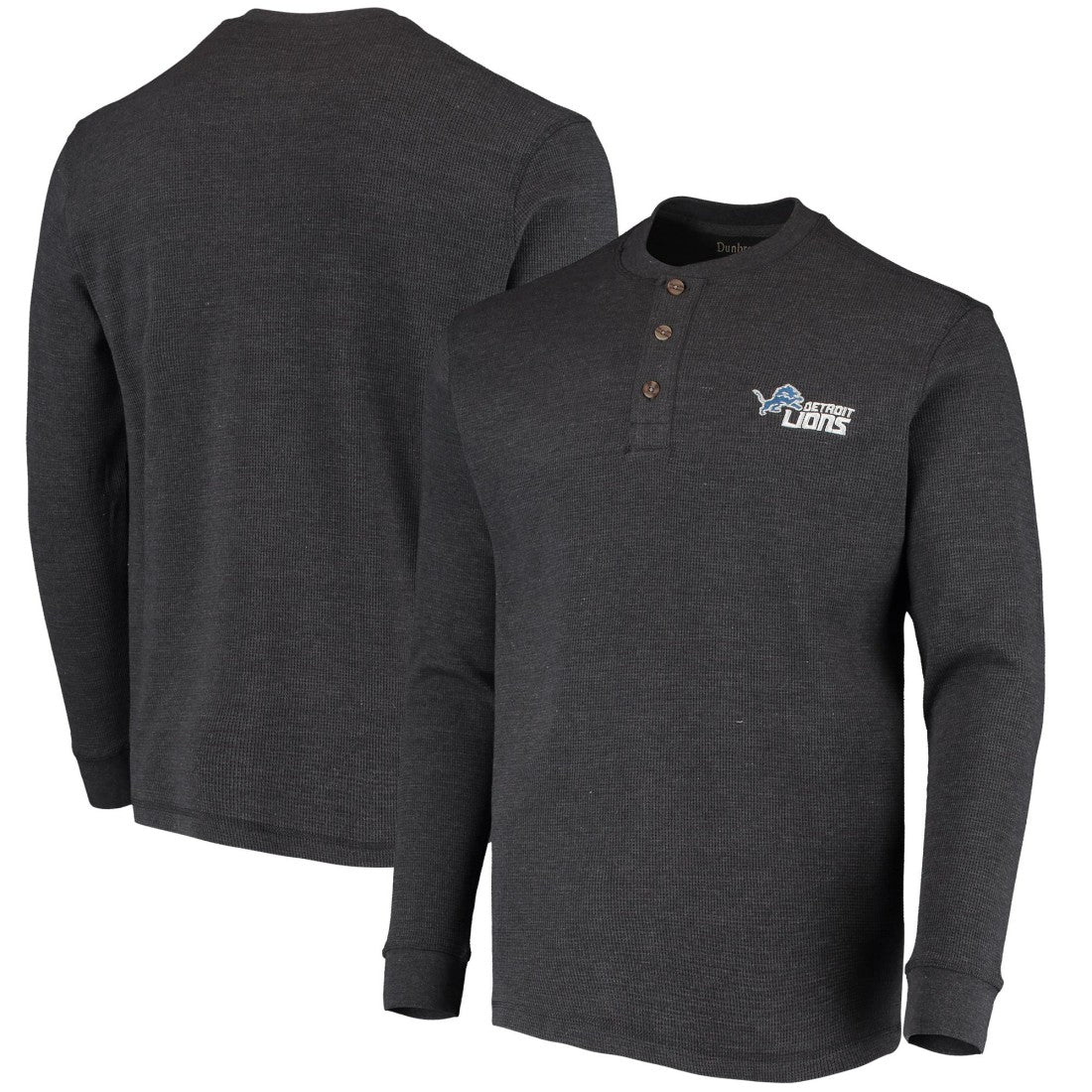 Detroit Lions Dunbrooke Logo Maverick Thermal Henley Long Sleeve T-Shirt - Charcoal on sale