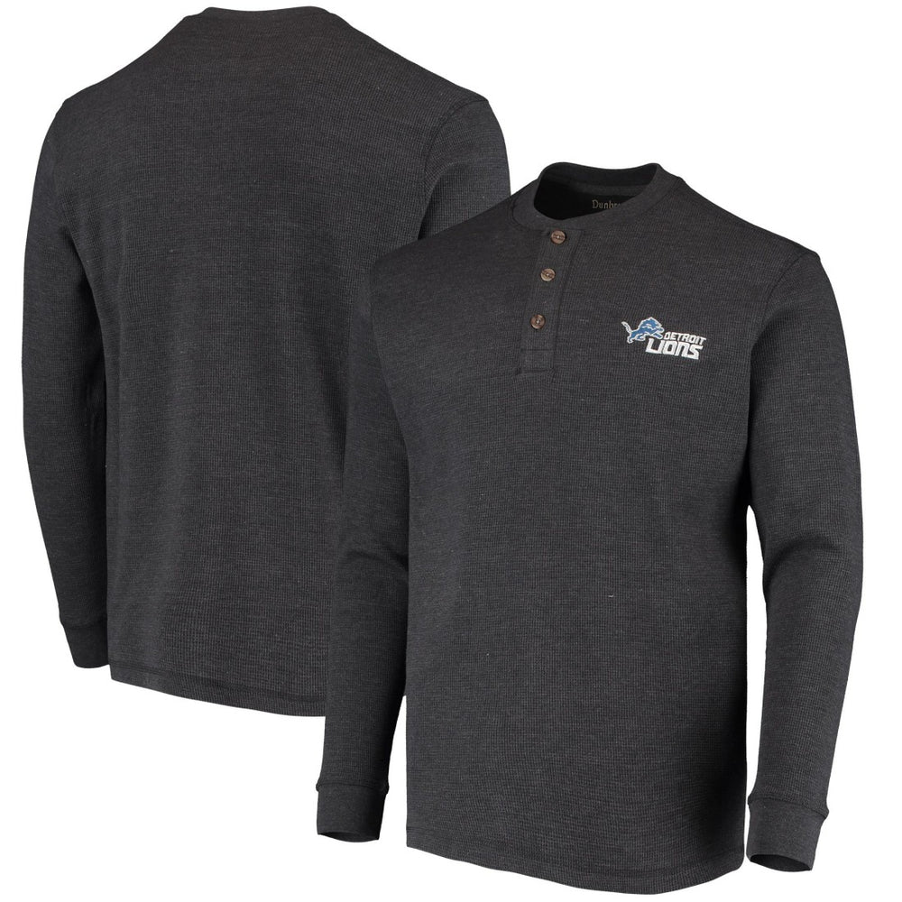 Detroit Lions Dunbrooke Logo Maverick Thermal Henley Long Sleeve T-Shirt - Charcoal on sale