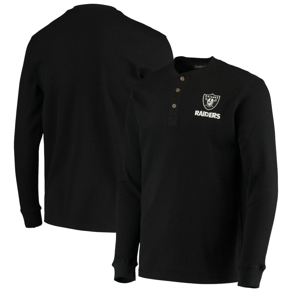 Las Vegas Raiders Dunbrooke Logo Maverick Thermal Henley Long Sleeve T-Shirt - Black sale