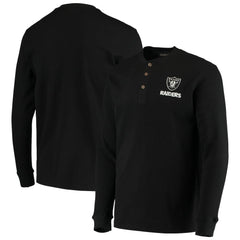 Las Vegas Raiders Dunbrooke Logo Maverick Thermal Henley Long Sleeve T-Shirt - Black sale