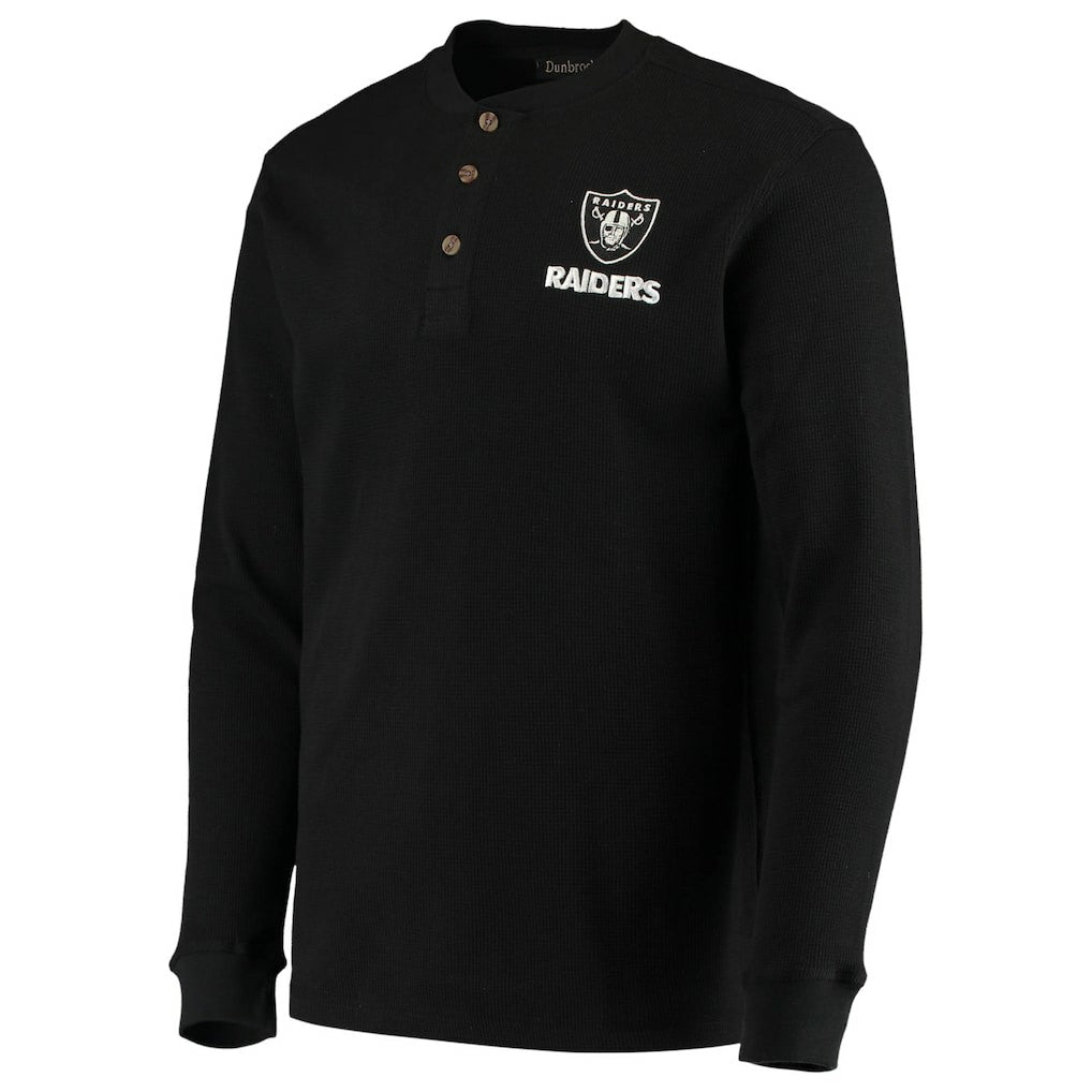 Las Vegas Raiders Dunbrooke Logo Maverick Thermal Henley Long Sleeve T-Shirt - Black sale