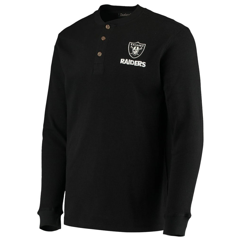 Las Vegas Raiders Dunbrooke Logo Maverick Thermal Henley Long Sleeve T-Shirt - Black sale