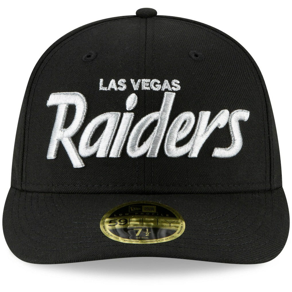 Las Vegas Raiders New Era Omaha Script Low Profile 59FIFTY Fitted Hat - Black on sale